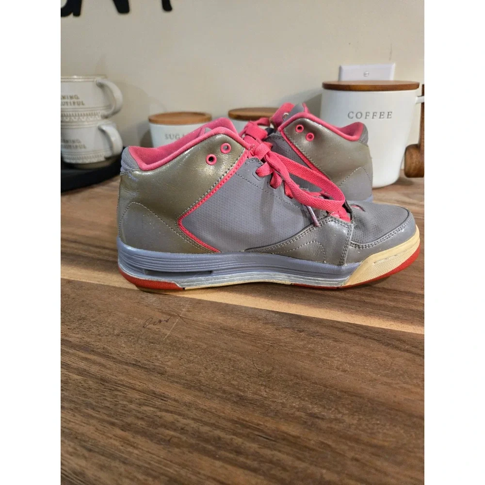 Nike Jordan‎ Kids High Top Sneakers Gray Pink Basketball Shoes Youth Size 5Y